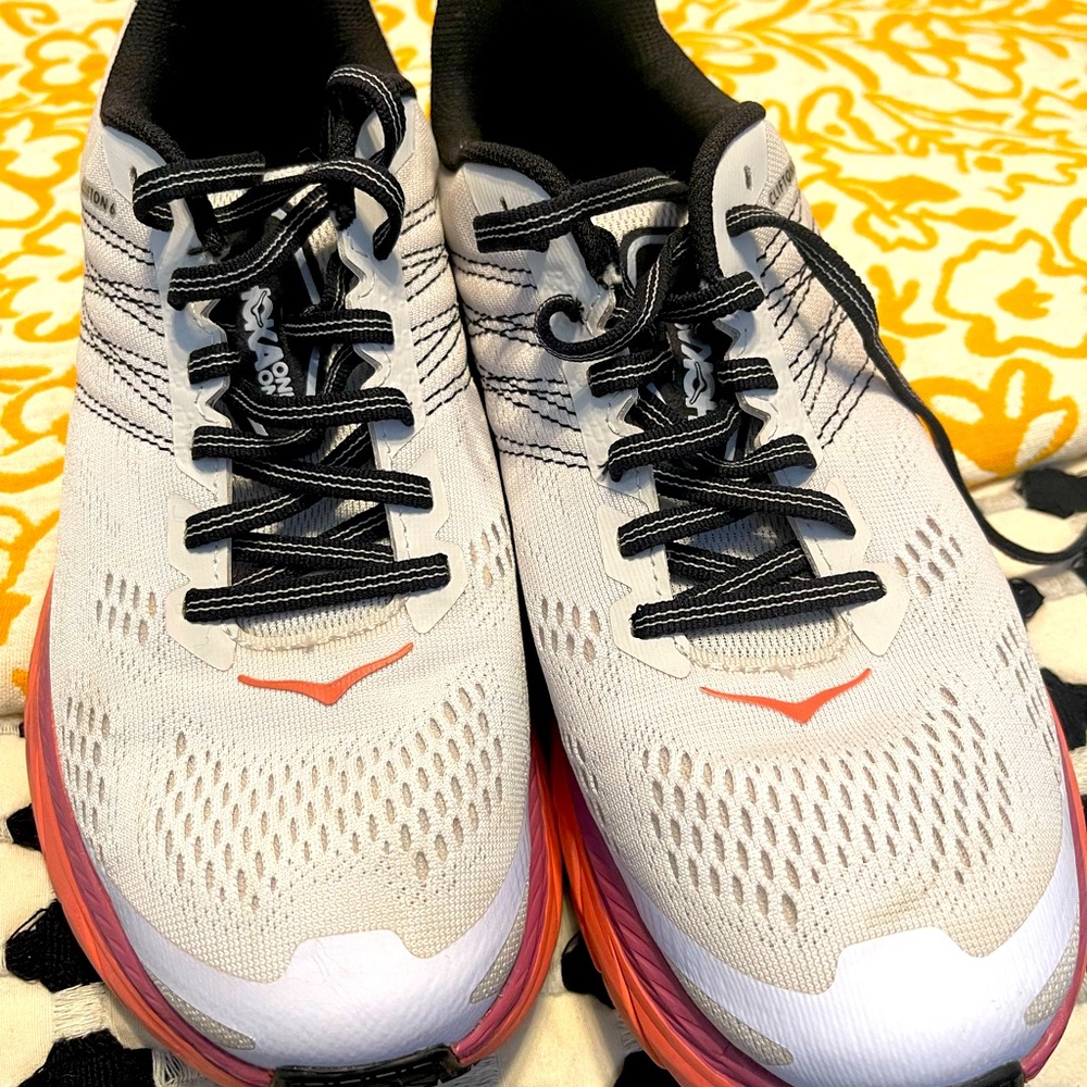 Hoka One One Clifton 7 Women’s Running Shoes White/Pink/Black